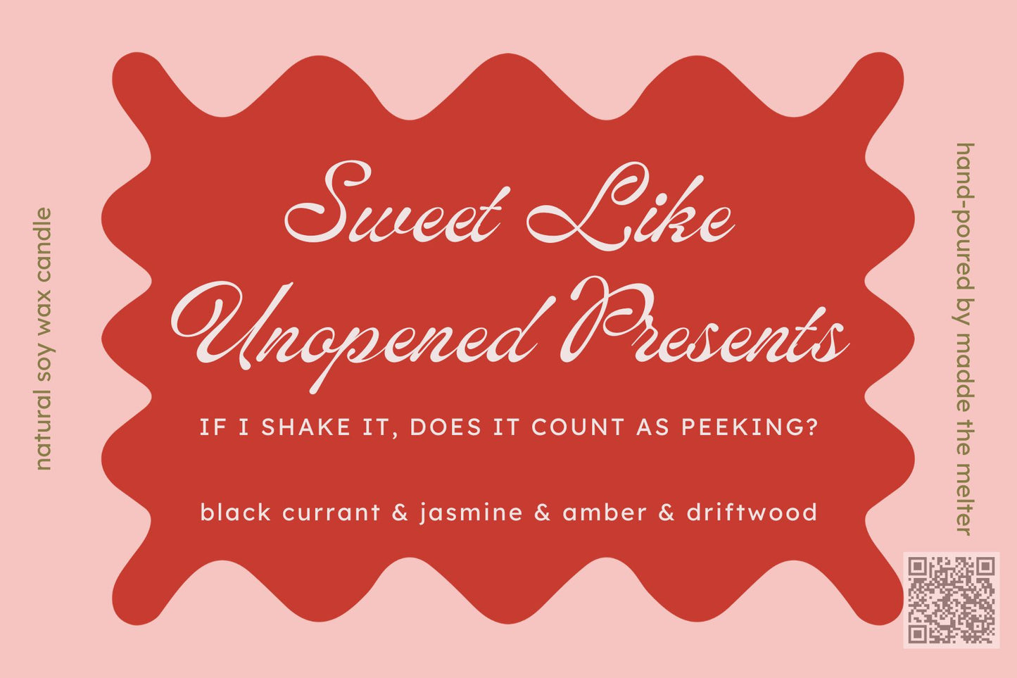 Sweet Like Unopened Presents - Black Currant & Jasmine & Amber & Driftwood Soy Wax Candle